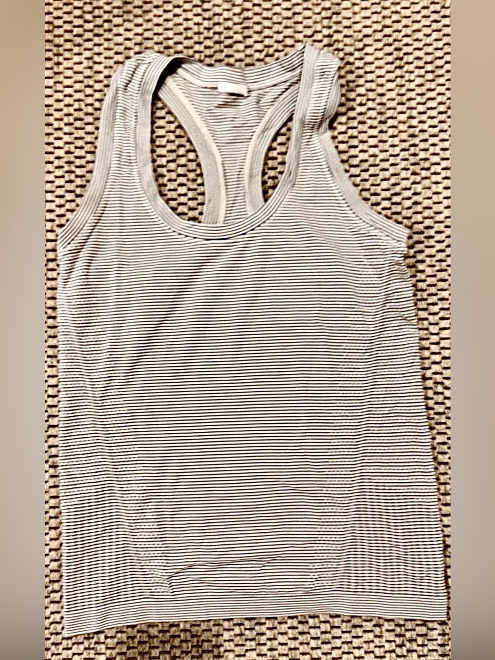 Athleta Racerback Tank Top - Light Gray/White Stripes size Small